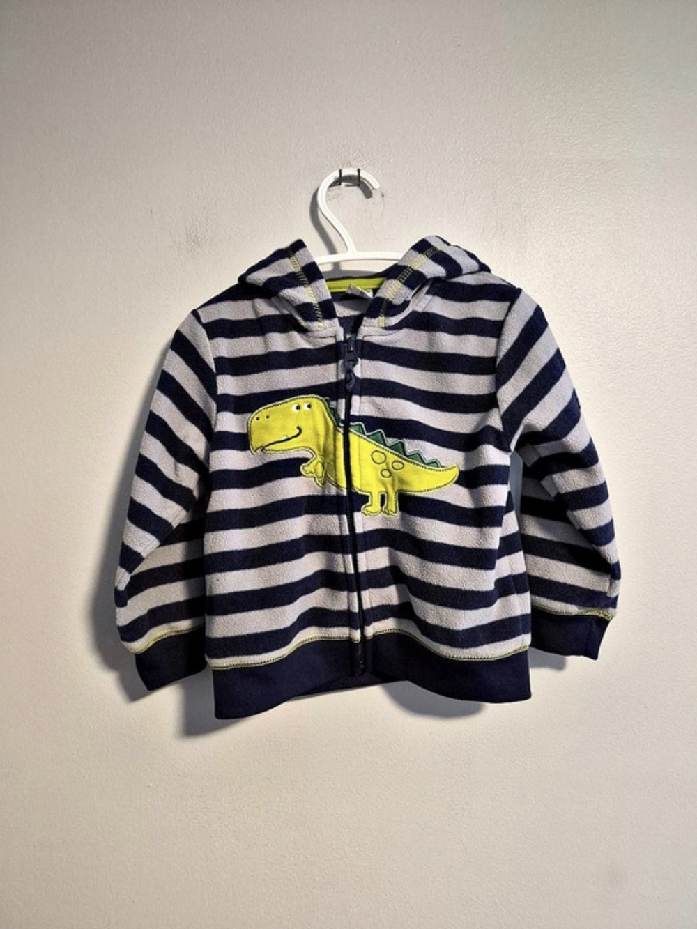 Carter's 18m Striped Green Dinosaur Fleece Zip-Up Hoodie Sweater